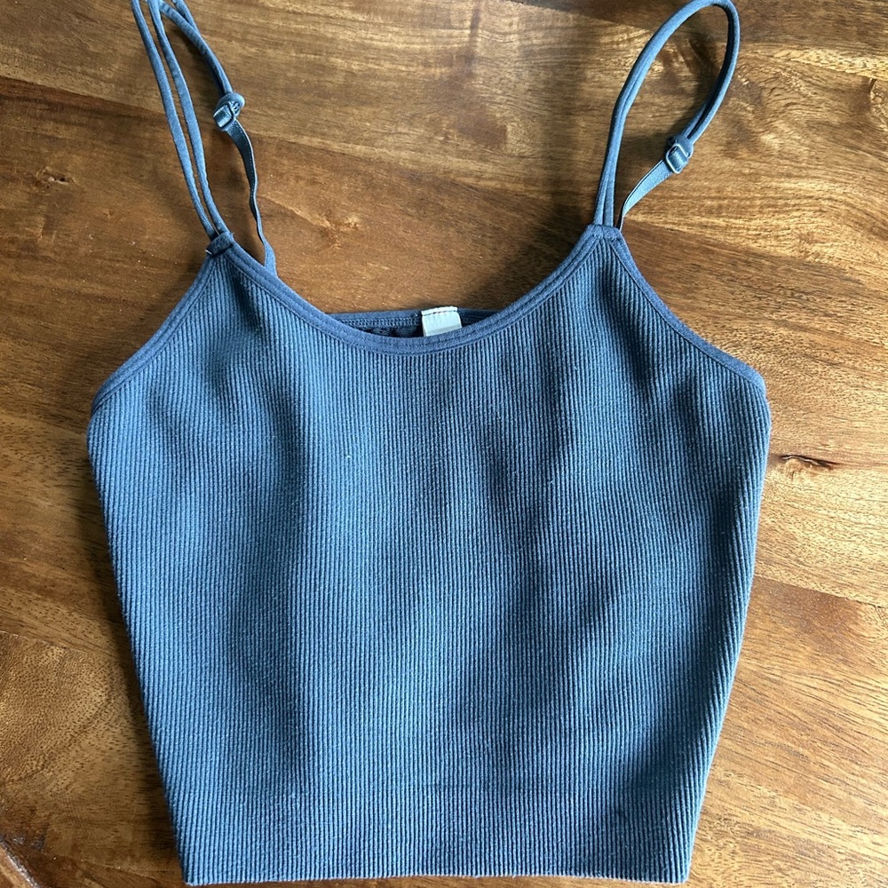 Blue Ribbed Women's Top
